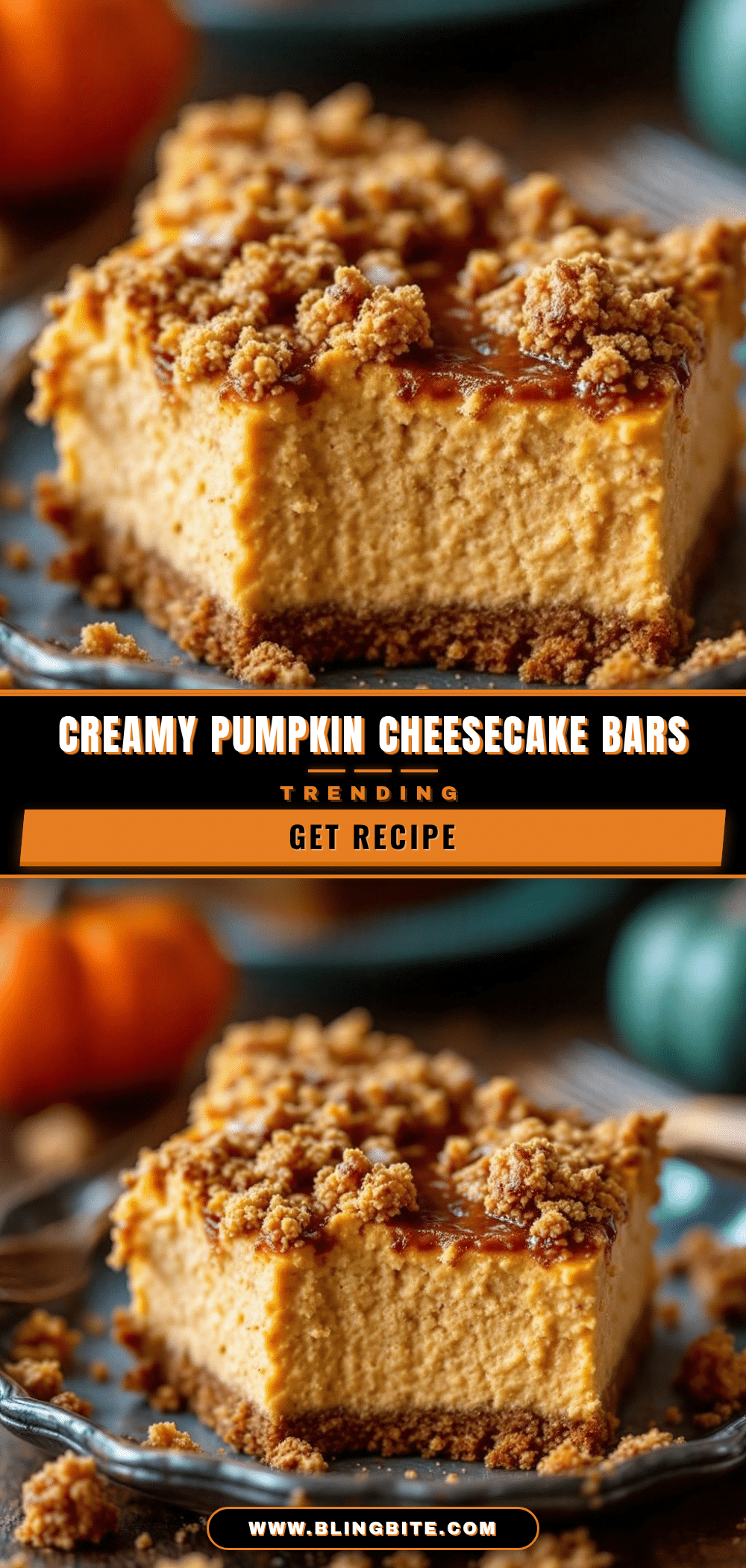 Creamy Pumpkin Cheesecake Bars recipe