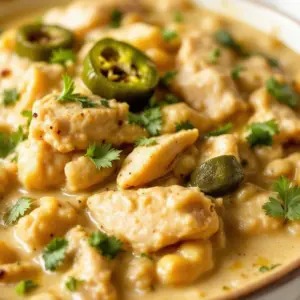 creamy white chicken chili with roasted poblanos - featured image