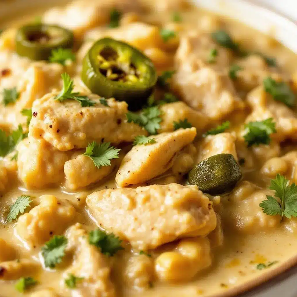 creamy white chicken chili with roasted poblanos - featured image