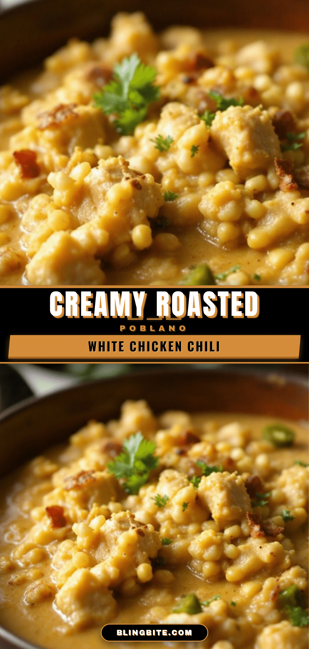 creamy white chicken chili with roasted poblanos recipe