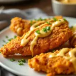 crispy air fryer chicken tenders with honey mustard - featured image