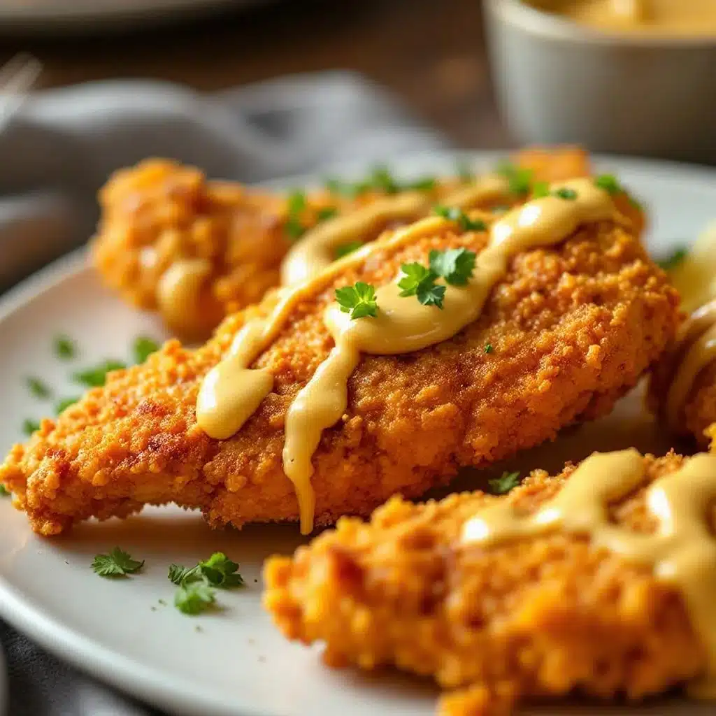 crispy air fryer chicken tenders with honey mustard - featured image