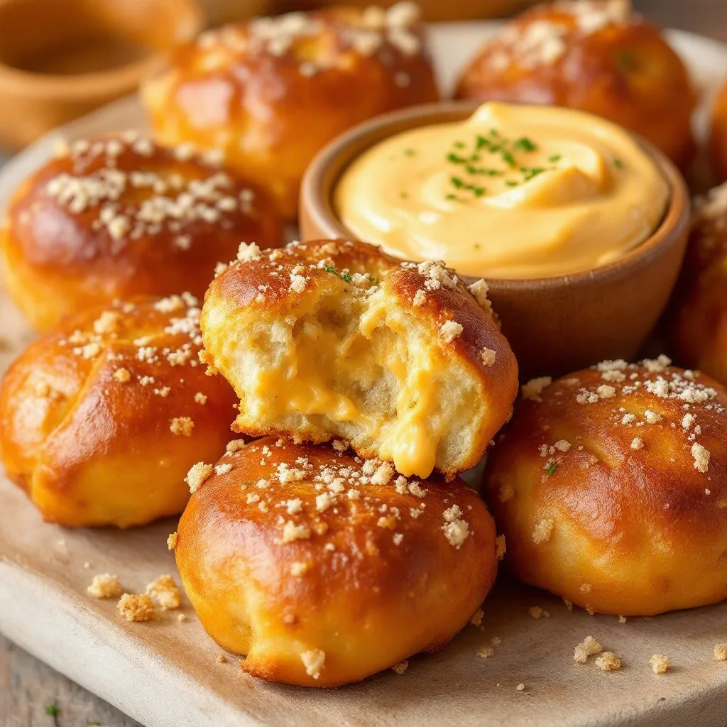 crispy Bavarian soft pretzel bites with beer cheese preparation steps