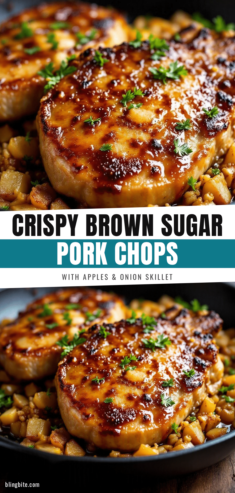 Crispy Brown Sugar Pork Chops with Apples recipe