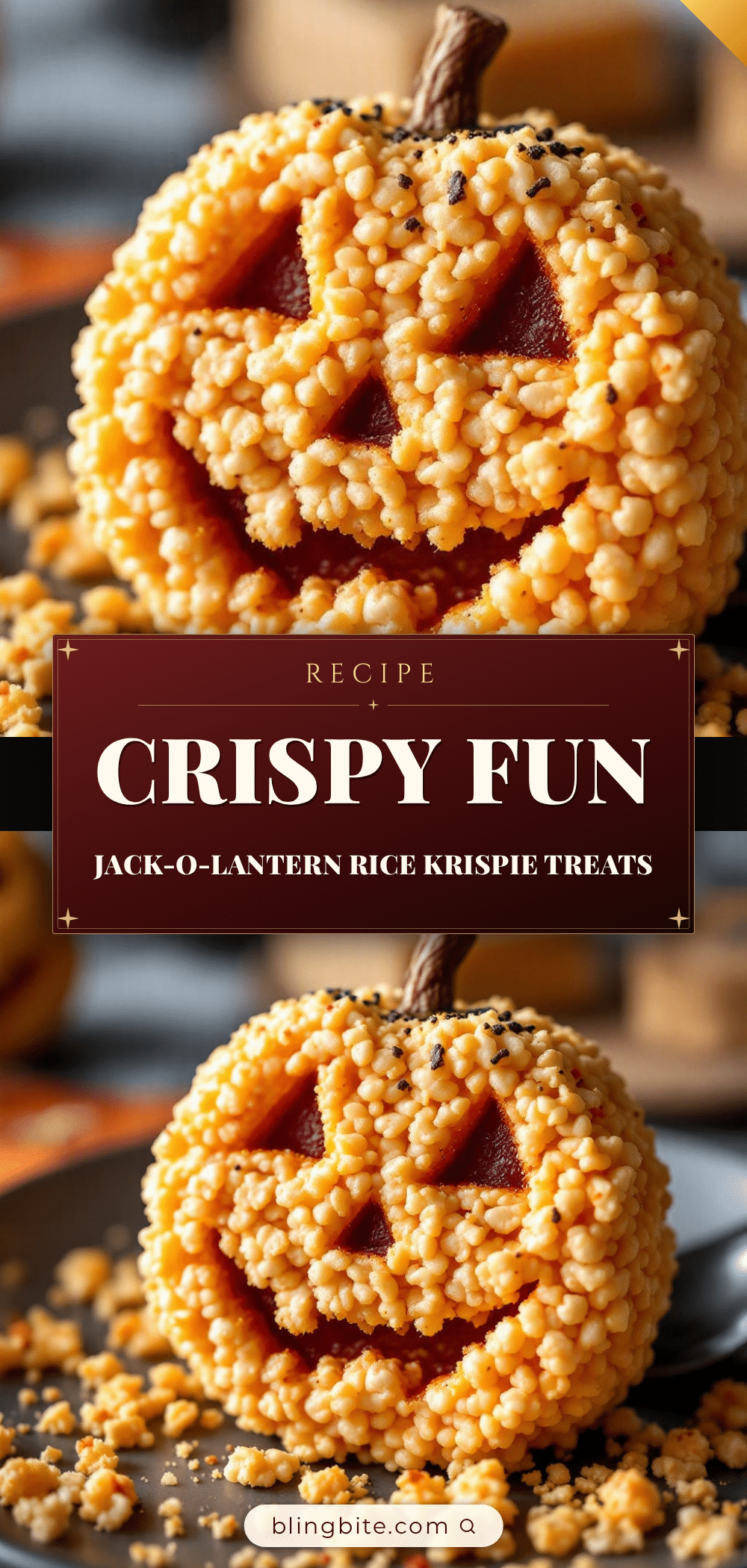 Crispy Jack-O-Lantern Rice Krispie Treats recipe