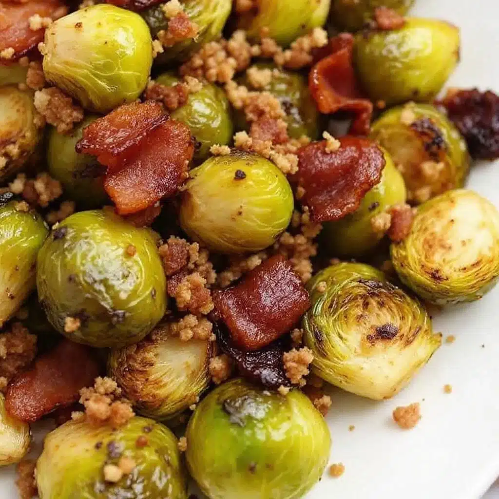 crispy maple bacon brussels sprouts - featured image