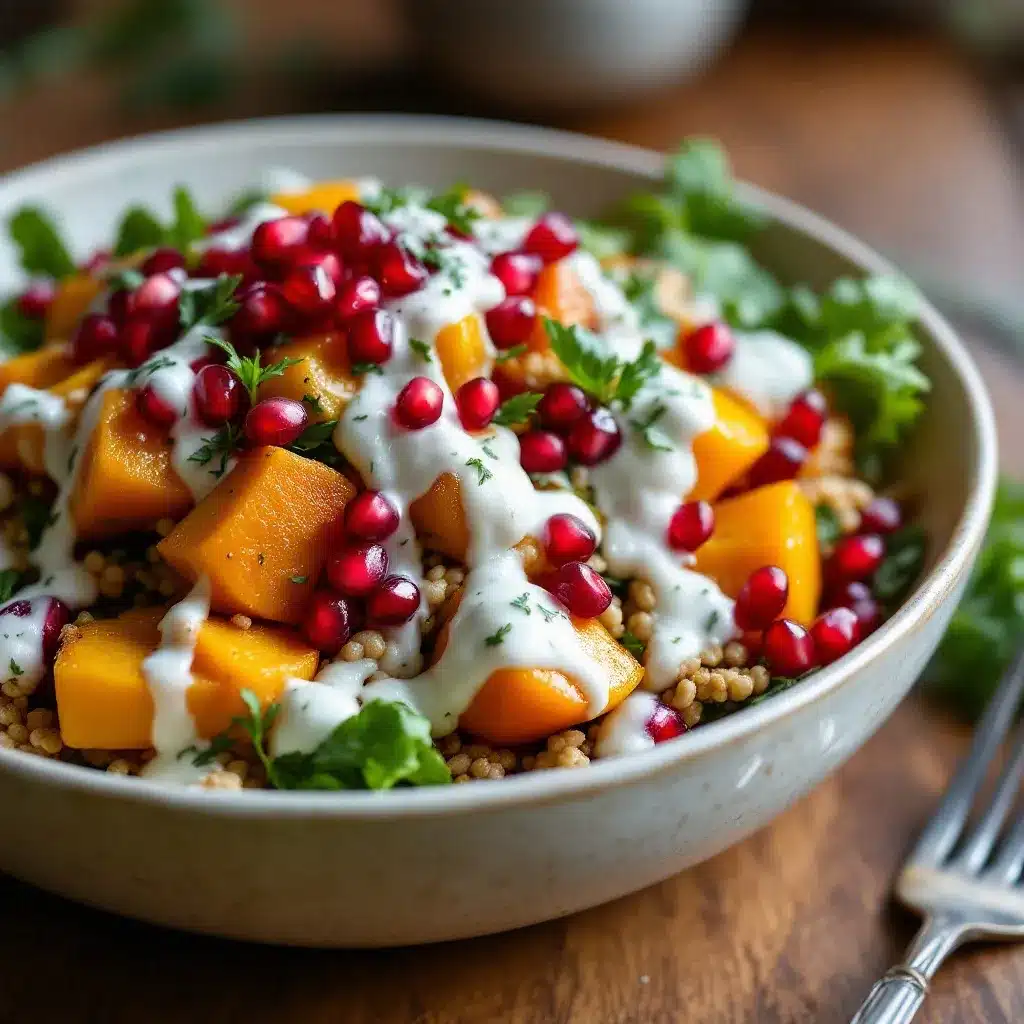 Crispy Roasted Squash & Pomegranate Harvest Salad preparation steps