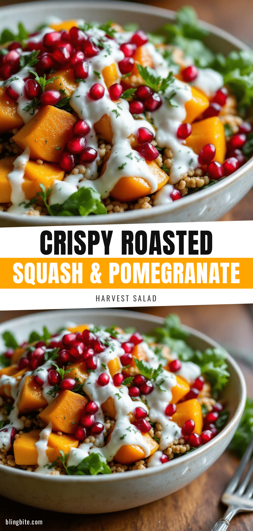 Crispy Roasted Squash & Pomegranate Harvest Salad recipe