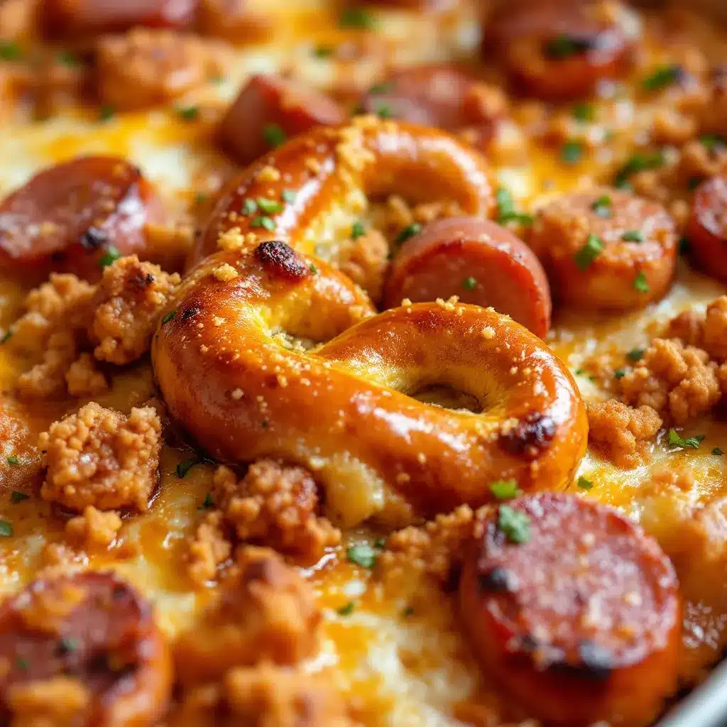 Crispy Soft Pretzel and Bratwurst Casserole preparation steps