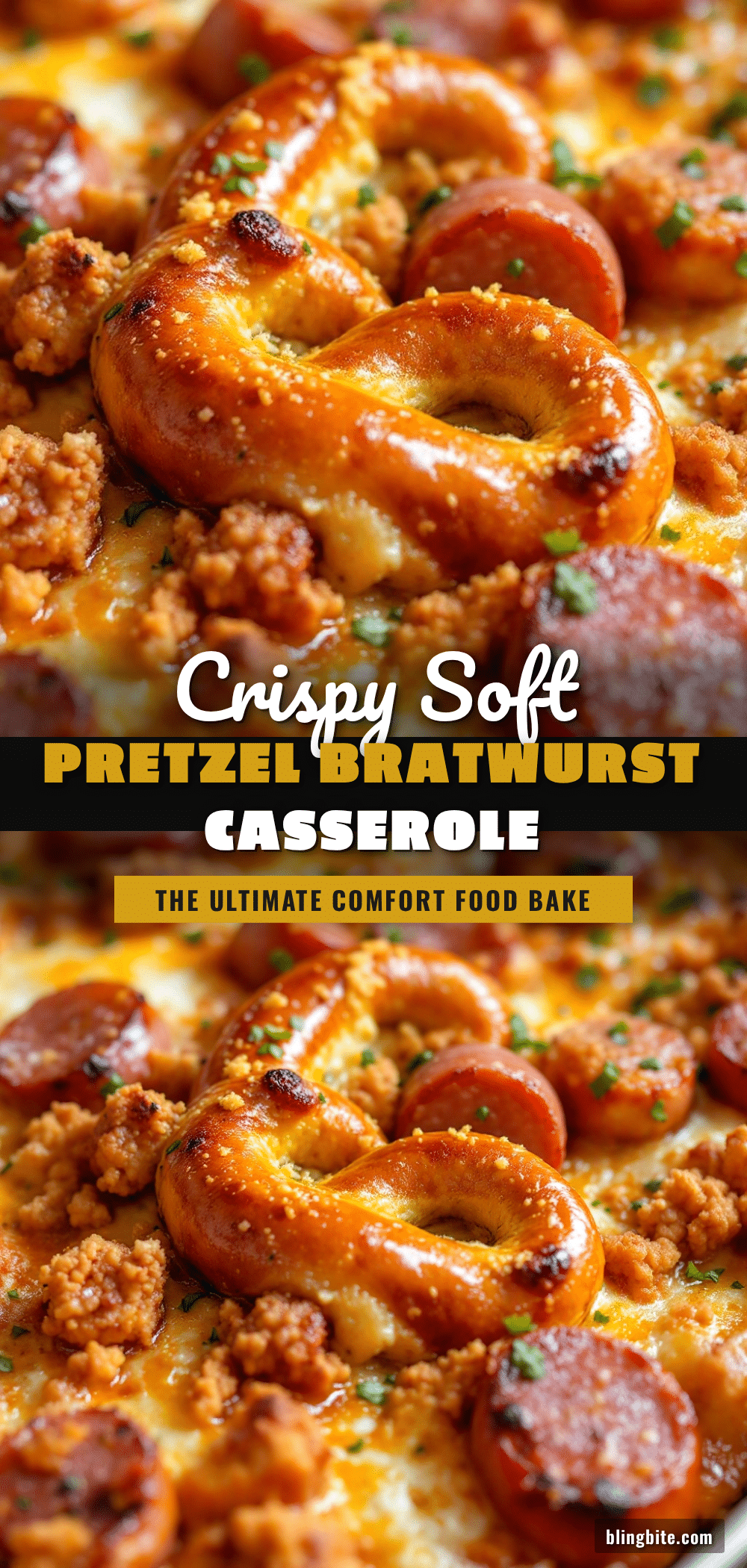 Crispy Soft Pretzel and Bratwurst Casserole recipe