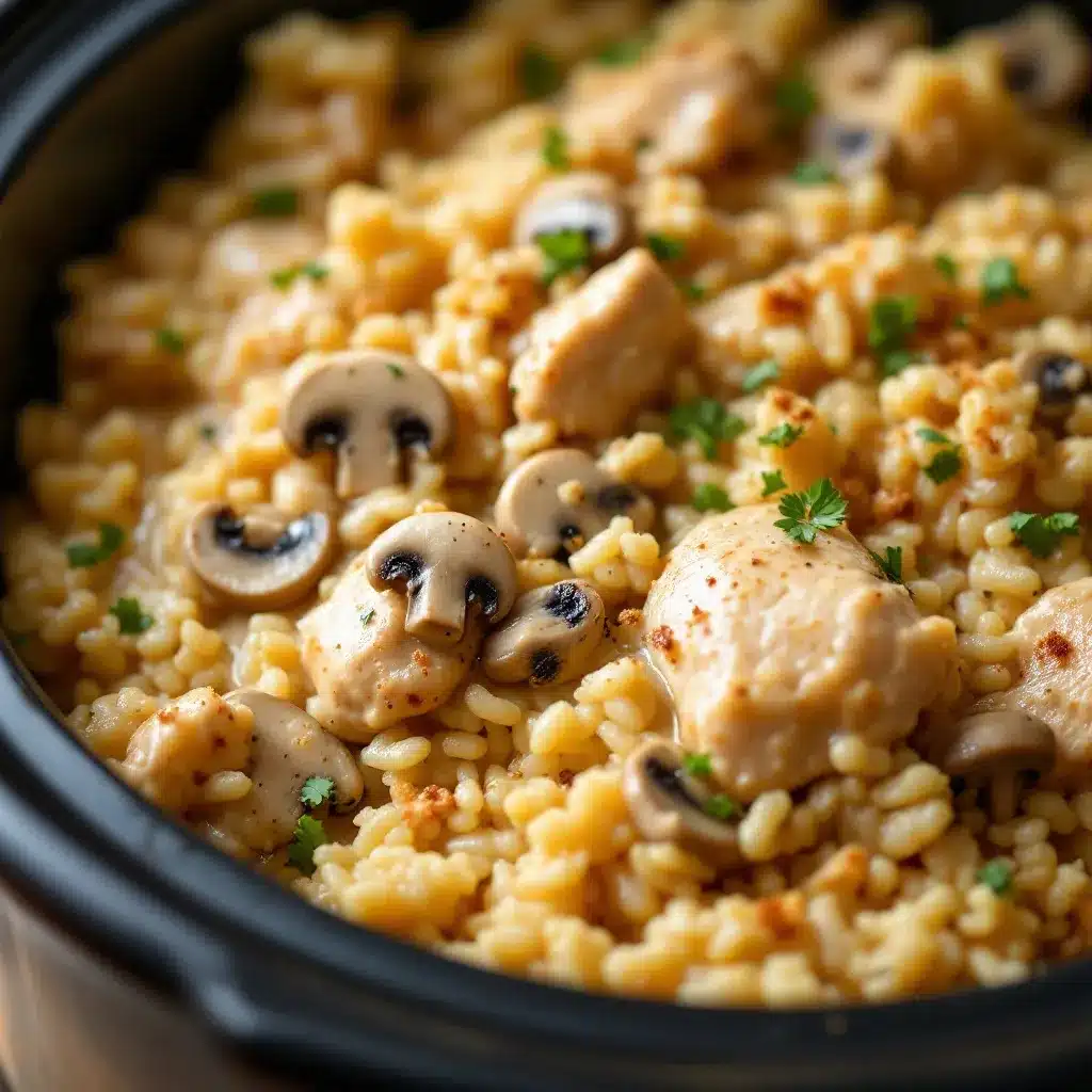 crockpot chicken and rice with cream of mushroom preparation steps
