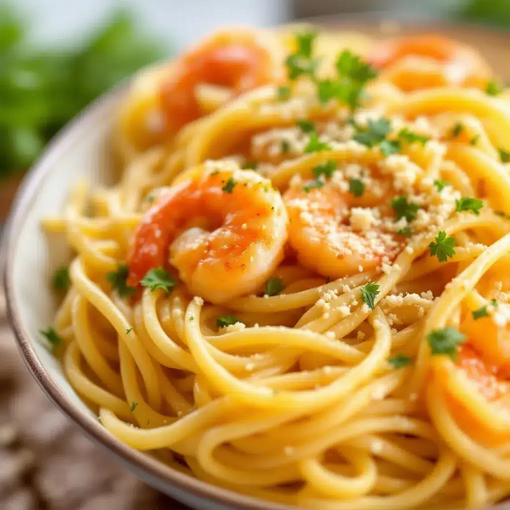 easy garlic butter shrimp pasta preparation steps