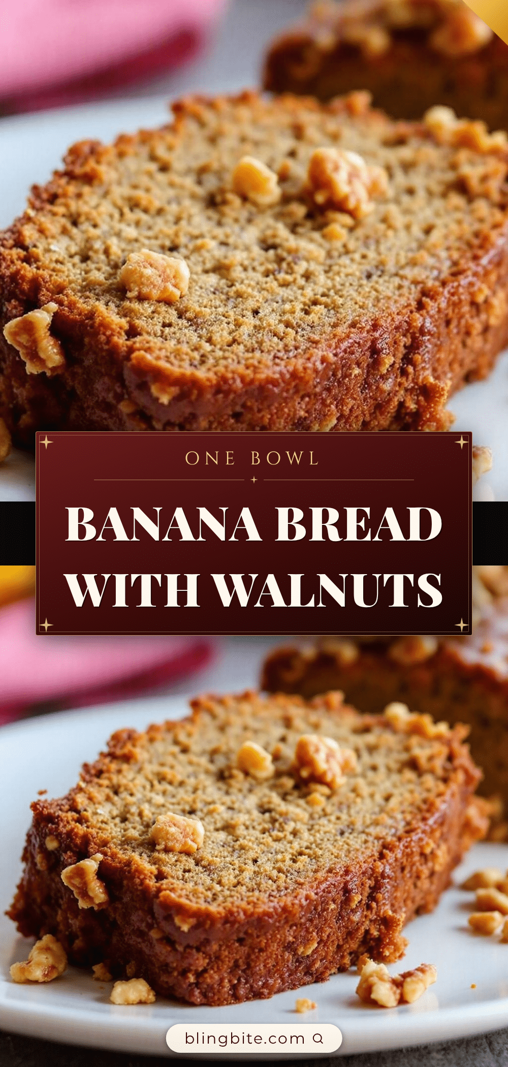 easy one-bowl banana bread with walnuts recipe