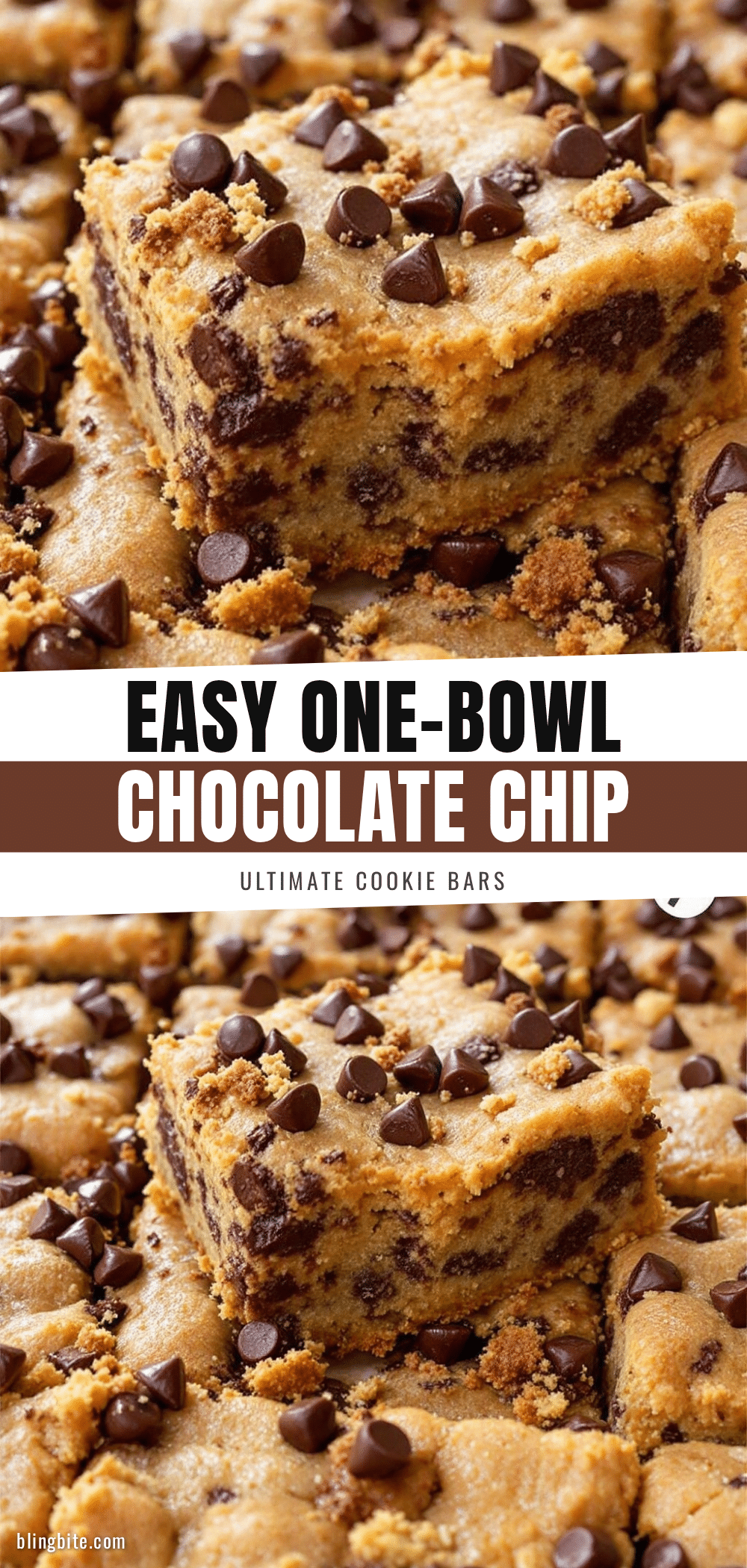 easy one-bowl chocolate chip cookie bars recipe