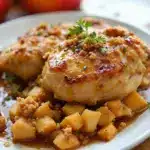 easy slow cooker apple cider chicken thighs - featured image