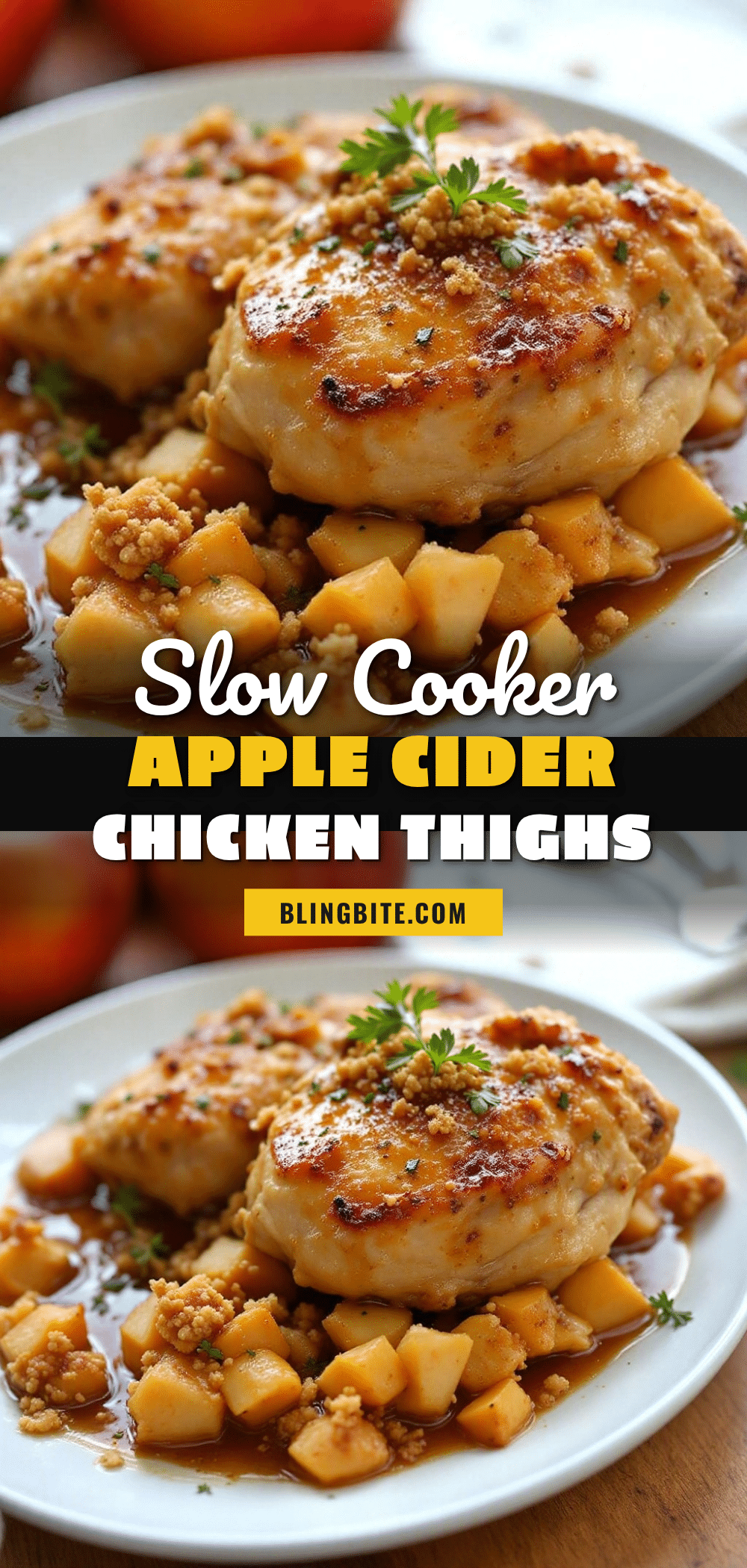 easy slow cooker apple cider chicken thighs recipe