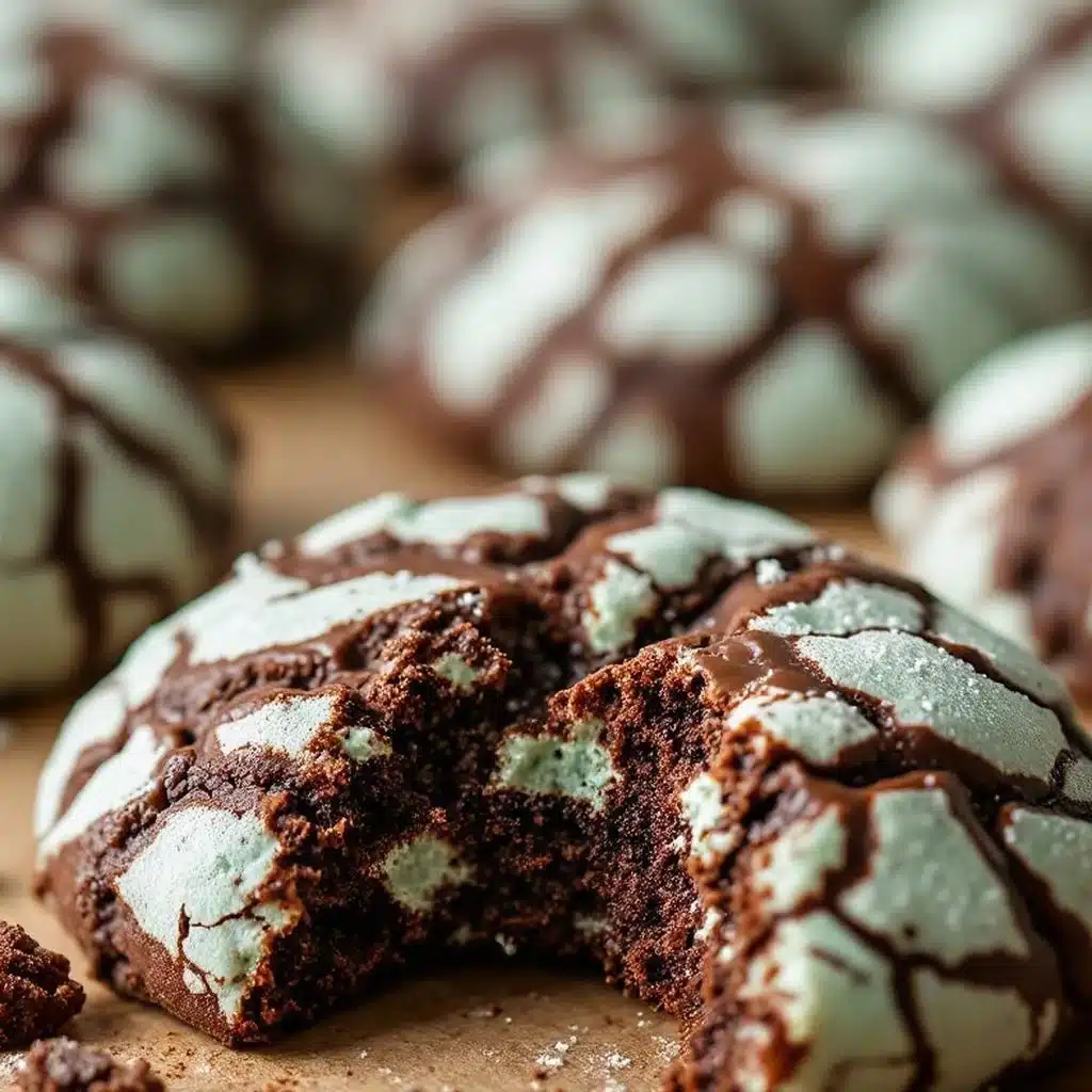 fudgy chocolate mint crinkle cookies - featured image