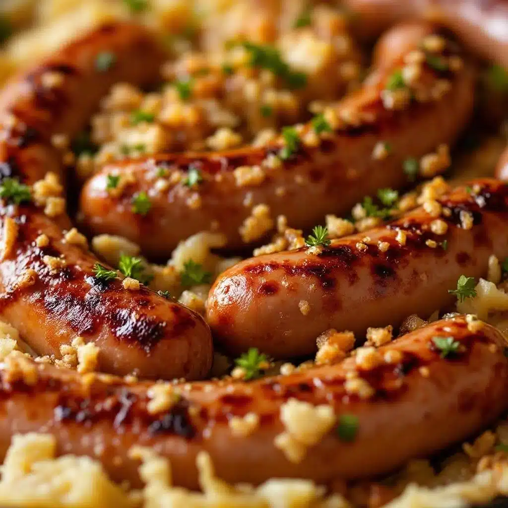 german bratwurst and sauerkraut skillet - featured image
