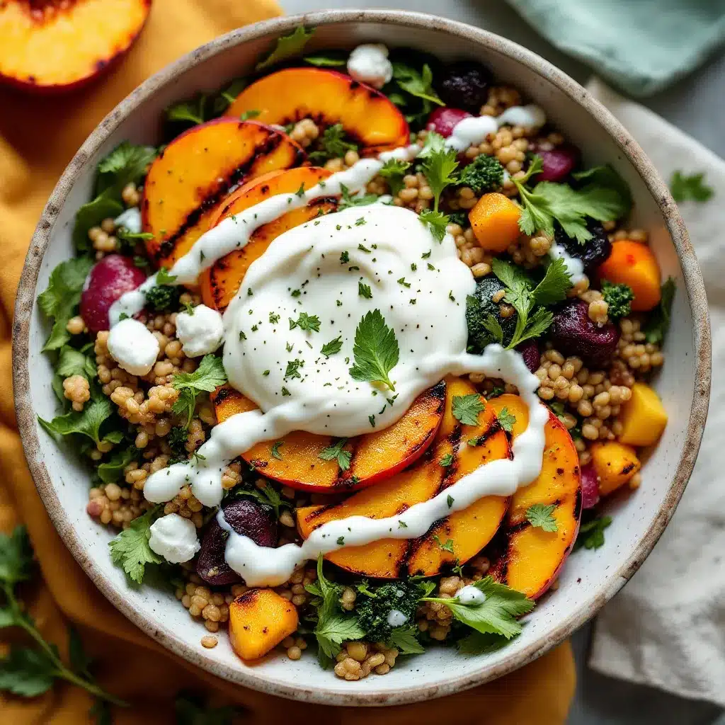 grilled peach and burrata summer salad preparation steps