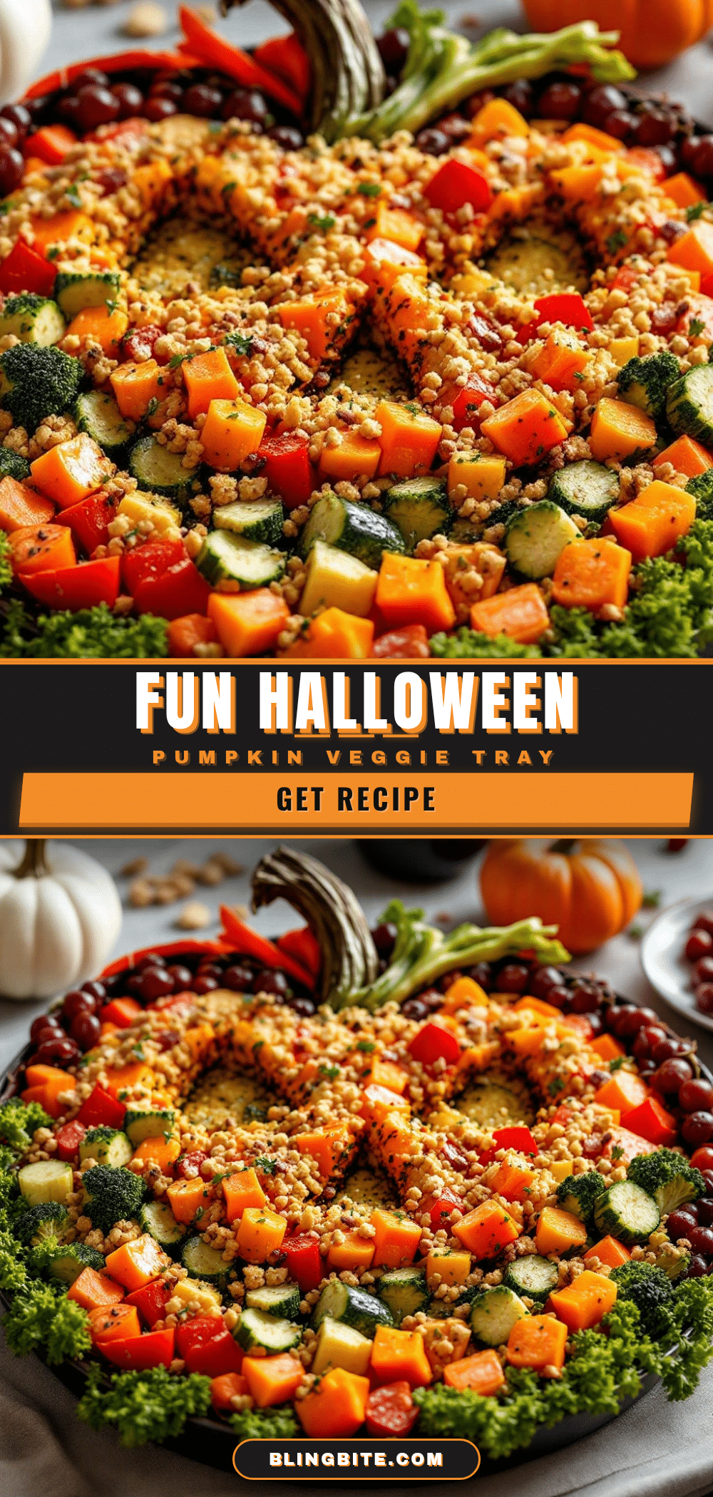 Halloween pumpkin veggie tray recipe