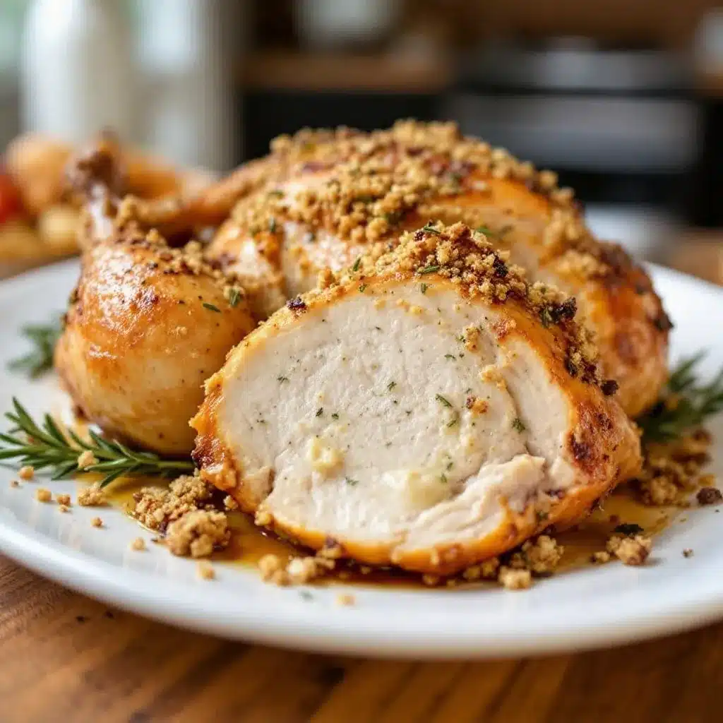 juicy herb butter roasted turkey with garlic preparation steps