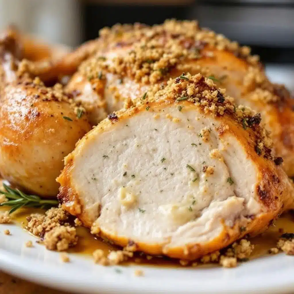 juicy herb butter roasted turkey with garlic - featured image