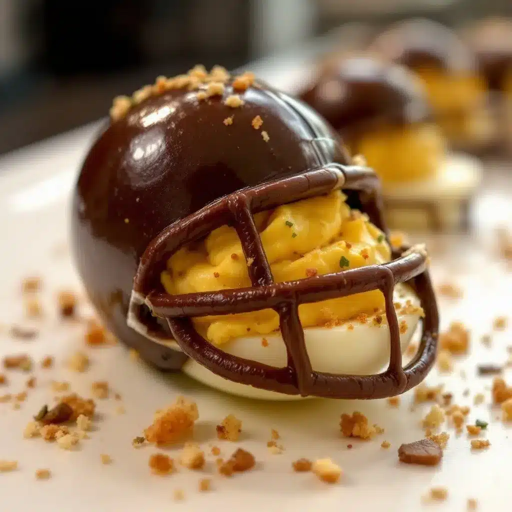 mini football helmet deviled eggs preparation steps
