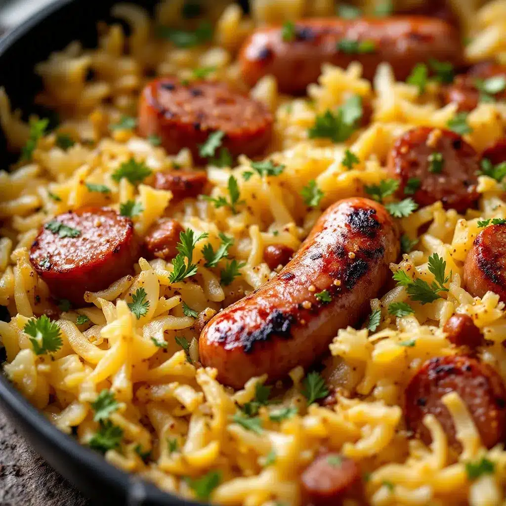 Oktoberfest Sausage and Sauerkraut Skillet preparation steps