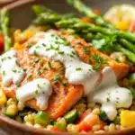 one-pan garlic butter salmon with asparagus - featured image