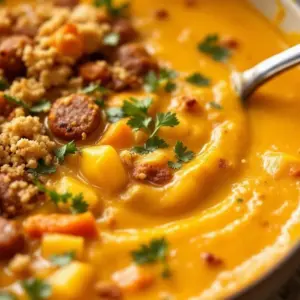 pumpkin and sausage soup - featured image