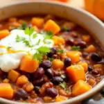 pumpkin black bean chili - featured image