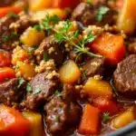 slow cooker beef and vegetable stew - featured image