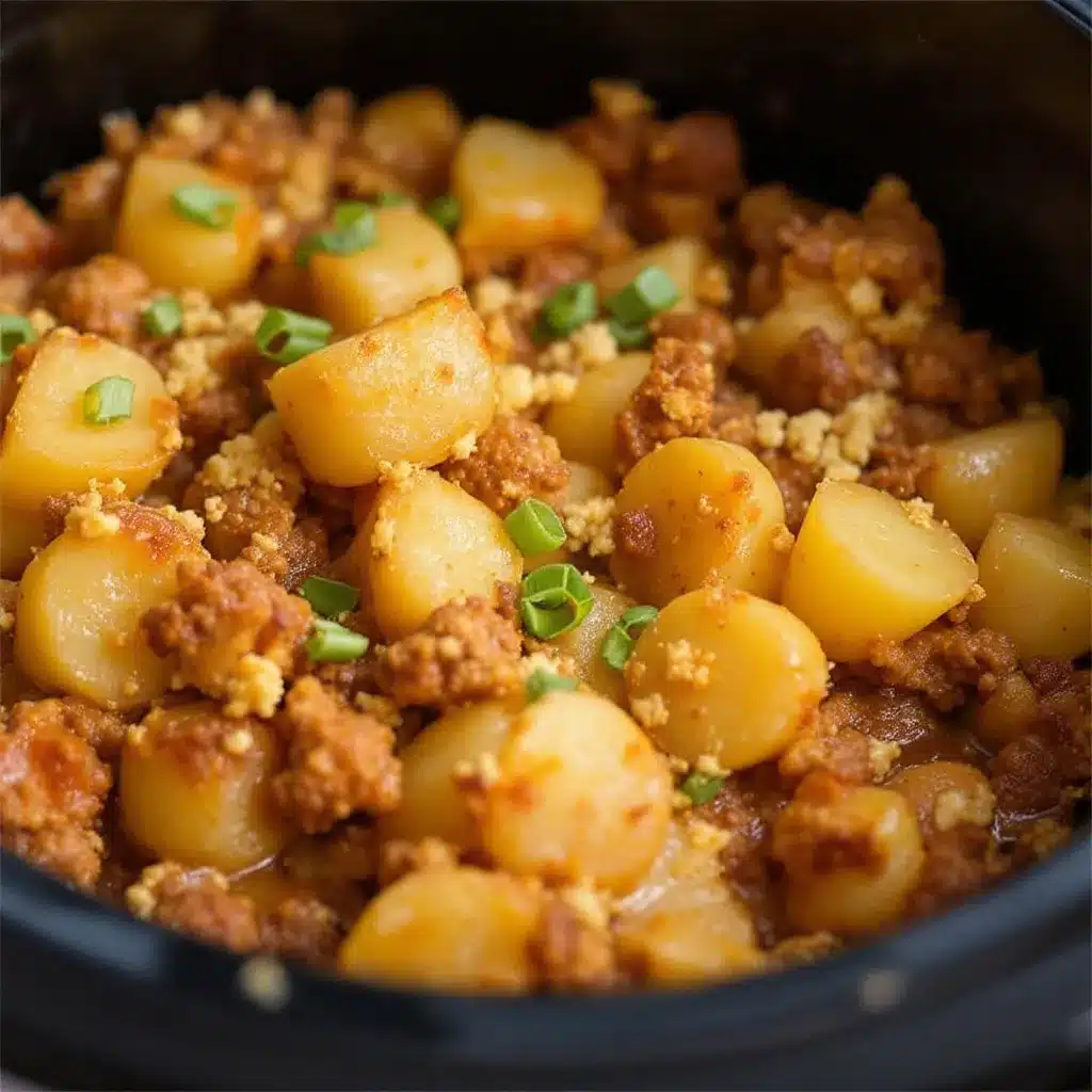 slow cooker ground beef and potato casserole preparation steps