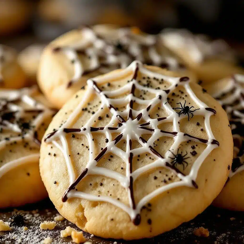 spooky easy halloween spiderweb sugar cookies - featured image