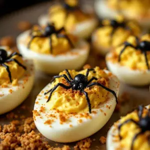 spooky spider deviled eggs - featured image