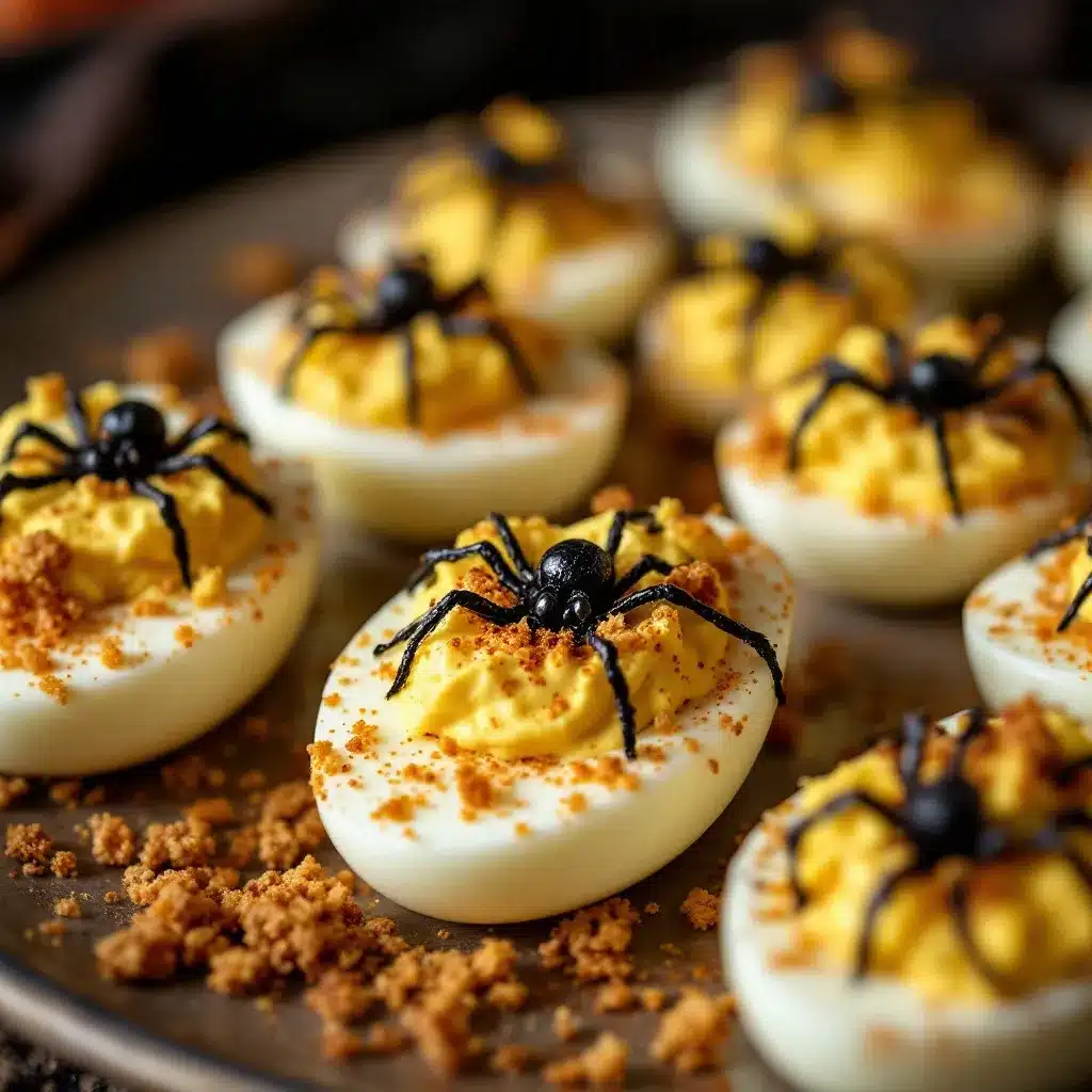 spooky spider deviled eggs preparation steps