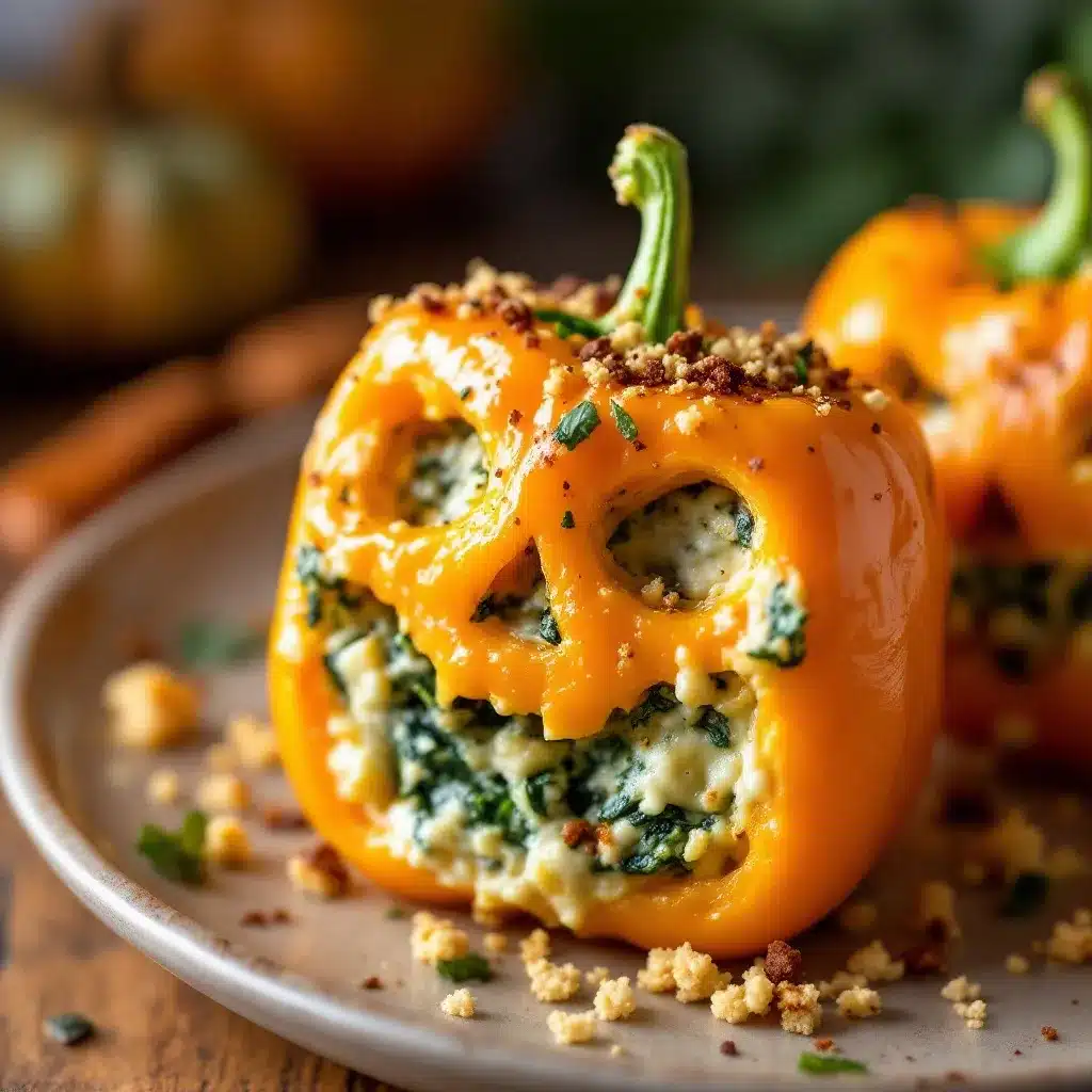 Spooky Spinach Dip Stuffed Peppers preparation steps