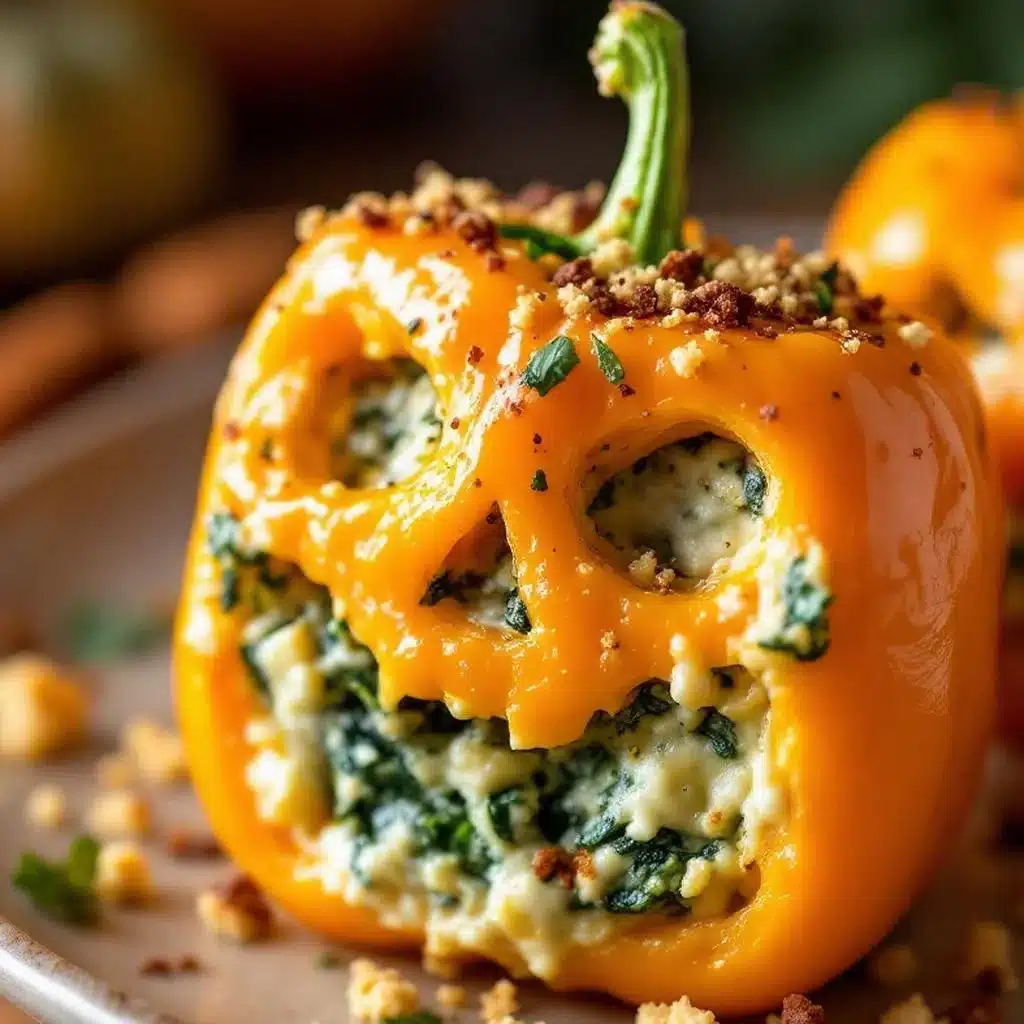 Spooky Spinach Dip Stuffed Peppers - featured image