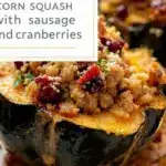 stuffed acorn squash with sausage and cranberries - featured image