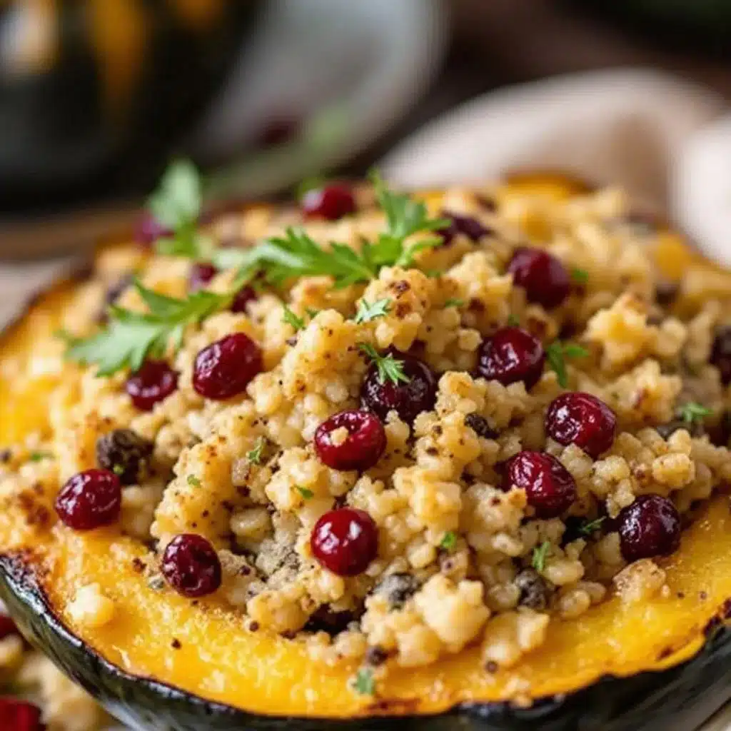 stuffed acorn squash with wild rice - featured image