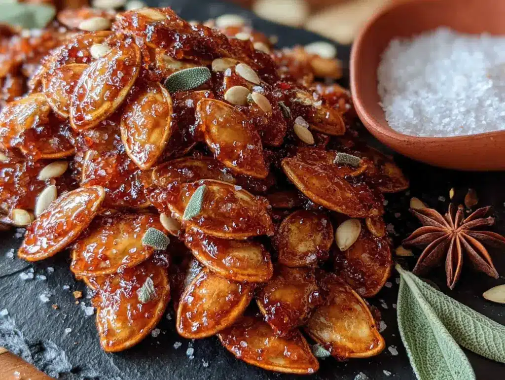 spiced maple roasted pumpkin seeds - featured image