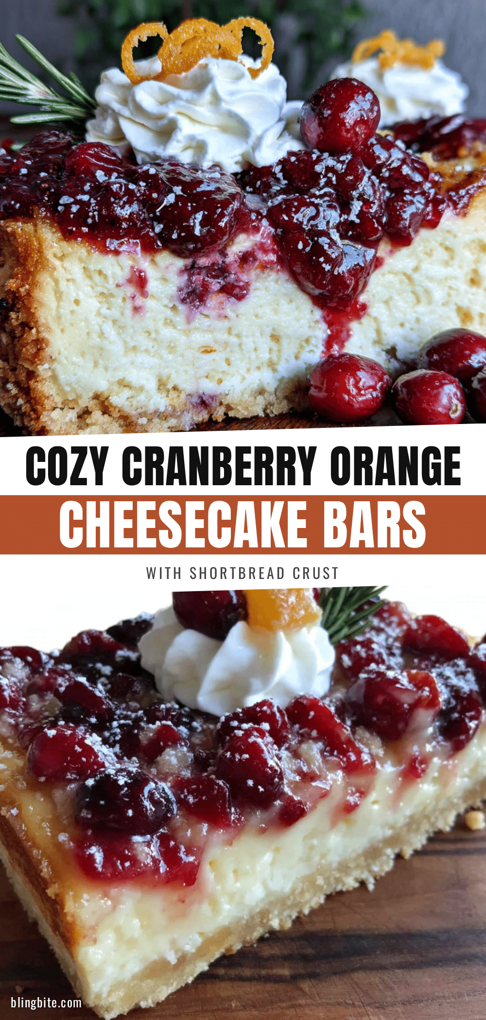 cranberry orange cheesecake bars recipe
