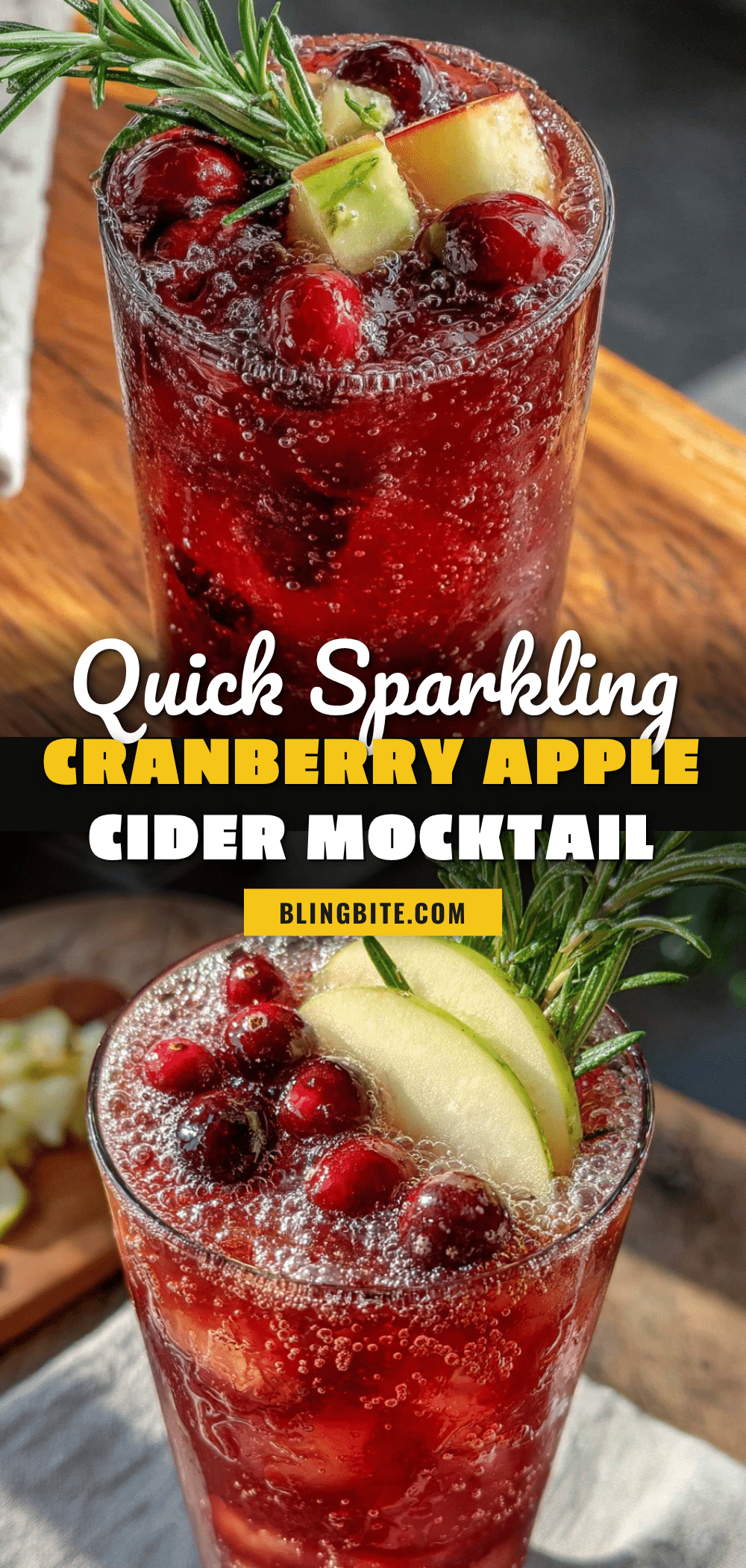 sparkling cranberry apple cider mocktail recipe